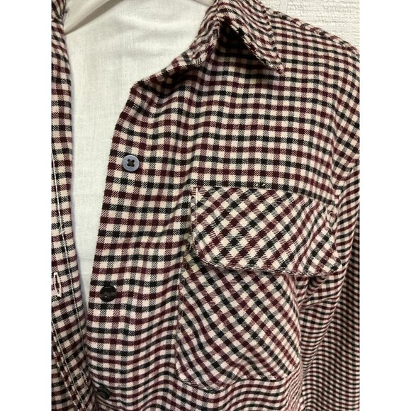 Abercrombie & Fitch Womens Oversized Flannel Shirt S Burgundy/Black/White Plaid - Picture 5 of 6